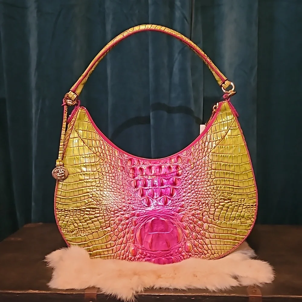 NWT BRAHMIN Bekka from Melbourne Collection Shoulder Bag in Rare Ombre Limeade - Picture 3 of 7